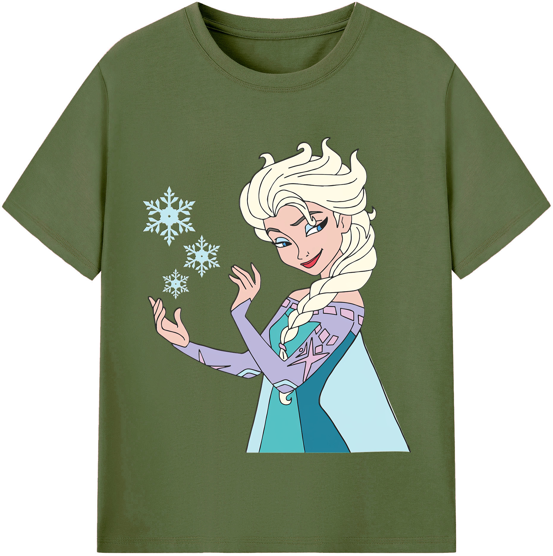 （画像用） アナと雪の女王 アンナ エルサ Frozen Anna Elsa 綿100％半袖Tシャツ（フロントプリント）
